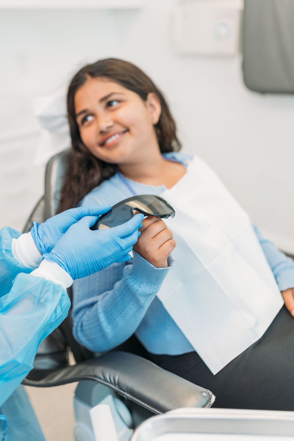 A young patient at a family dentistry visit at Hingham Dentistry