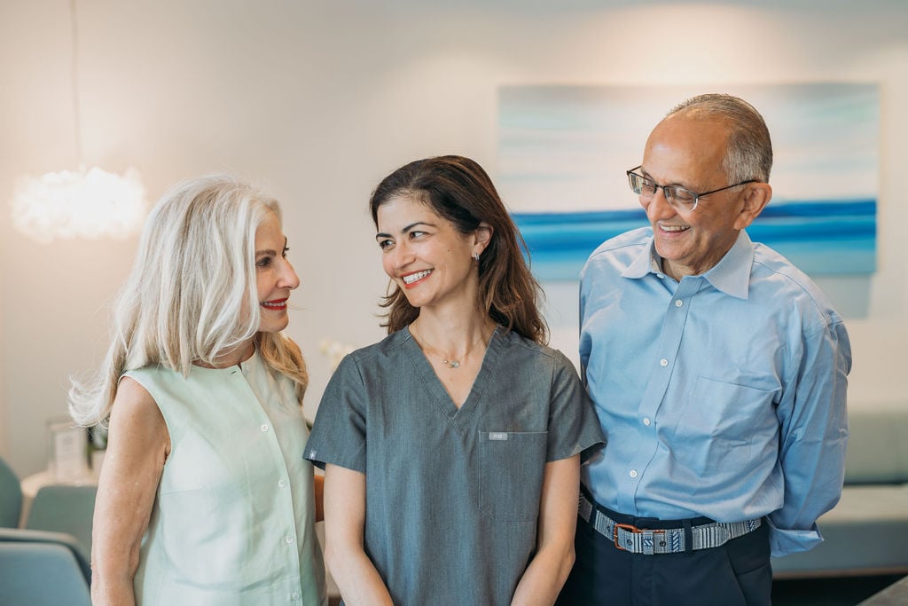 Dr. Adrina DeVitre with her parents at Hingham Dentistry