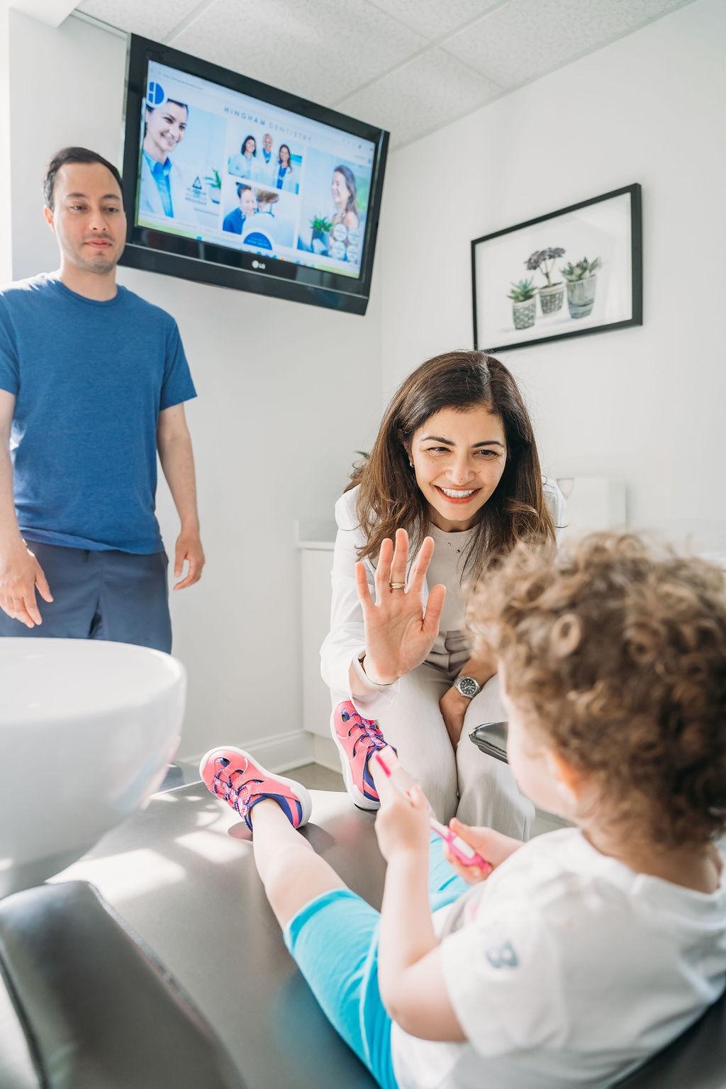 A young patient at a family dentistry visit at Hingham Dentistry