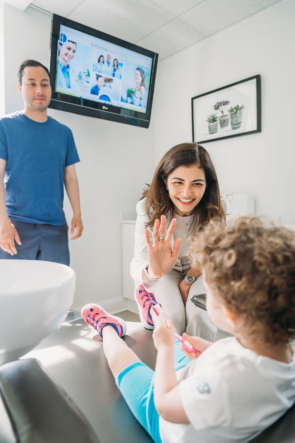 A young patient at a family dentistry visit at Hingham Dentistry
